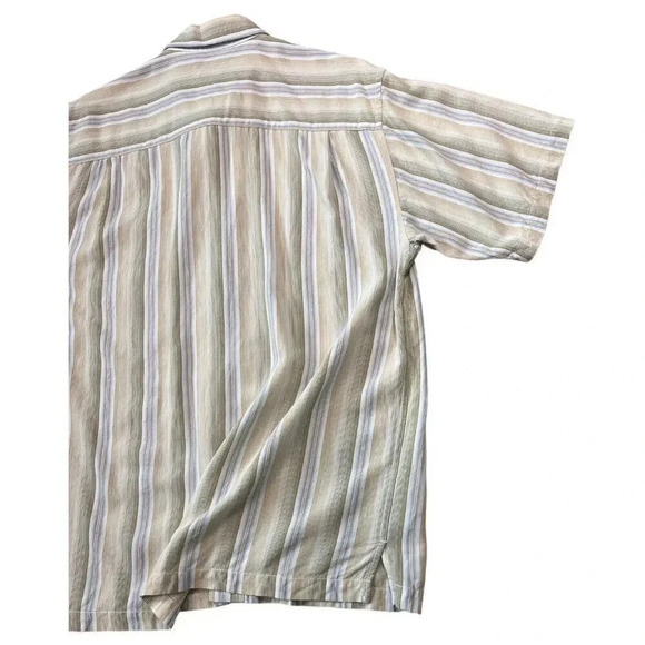 Tommy Bahama Short Sleeve Shirt Sage Green Striped Button Up Size Large - Picture 7 of 7